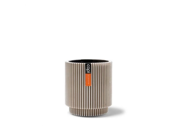 Vase cylinder groove beige Ø 17 cm