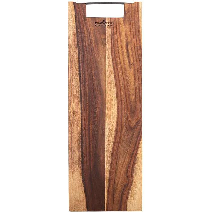 Serveerplank pure rose wood recht met metalen handvat 59 cm Serveerplank pure rose wood recht met metalen handvat 59 cm
