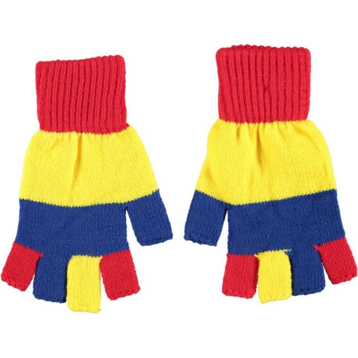 Fingerlose Faschingshandschuhe rot/gelb/blau - Apollo