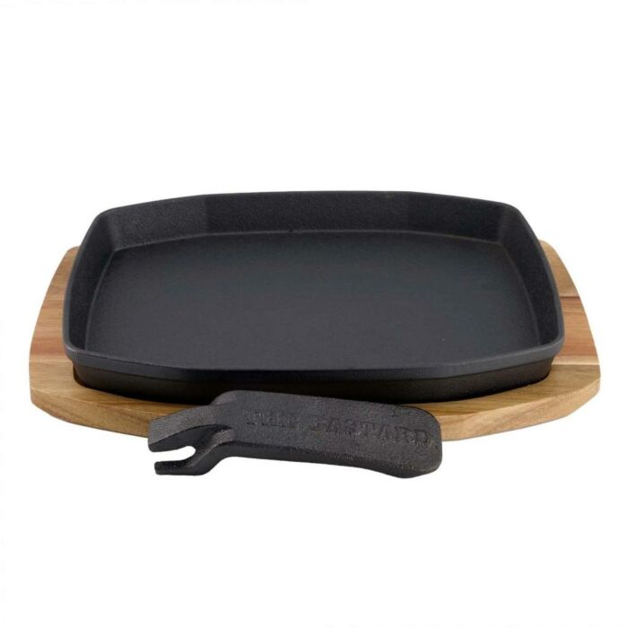 The Bastard Sizzling Plate & Holder Cast Iron 21x28 cm The Bastard Sizzling Plate & Holder Cast Iron 21x28 cm