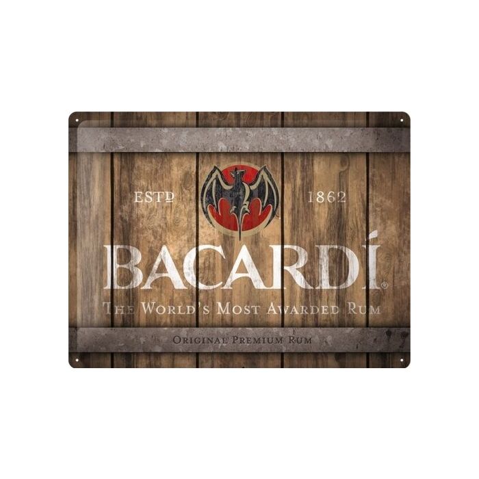 Tin Sign 30 x 40 Bacardi - Wood Barrel Logo