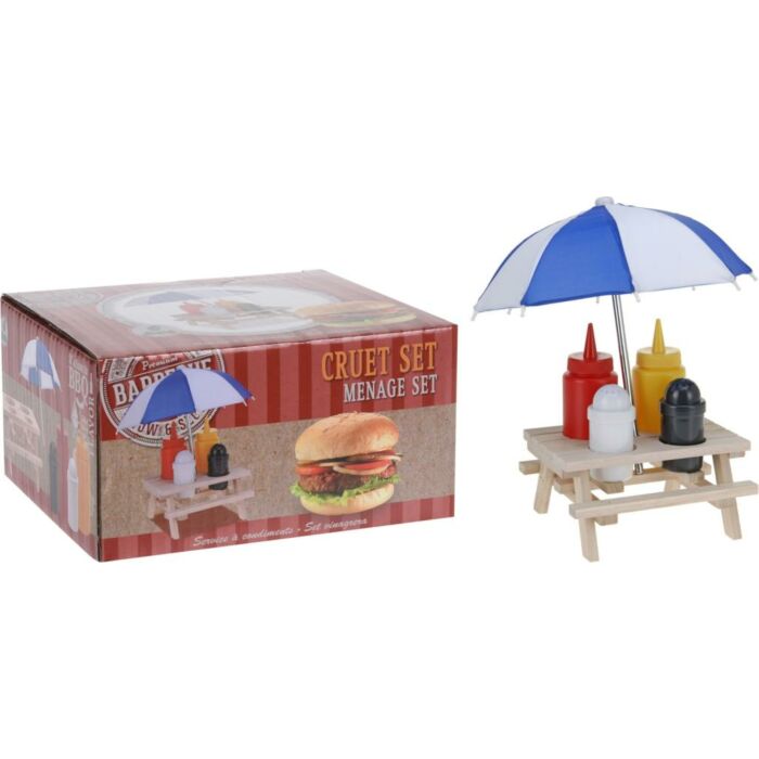 Menage-Set mit Holztisch 6-tlg