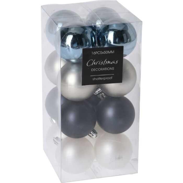 Weihnachtskugeln kieselblau Ø 5 cm 16er Set Weihnachtskugeln kieselblau Ø 5 cm 16er Set