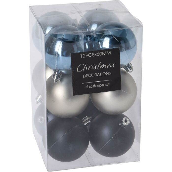 Weihnachtskugeln kieselblau Ø 6 cm 12er Set Weihnachtskugeln kieselblau Ø 6 cm 12er Set