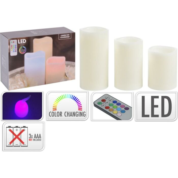 LED-Kerze, weiß Farbwechsel 3er-Set LED-Kerze, weiß Farbwechsel 3er-Set