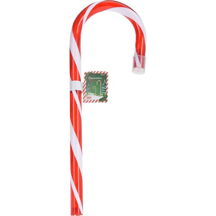 Zuckerstange mit LED rot weiß 34 cm