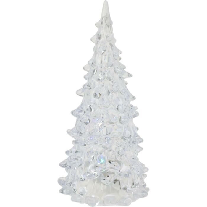 Weihnachtsbaum aus weißem Acryl mit farbigem LED-Licht 12 cm