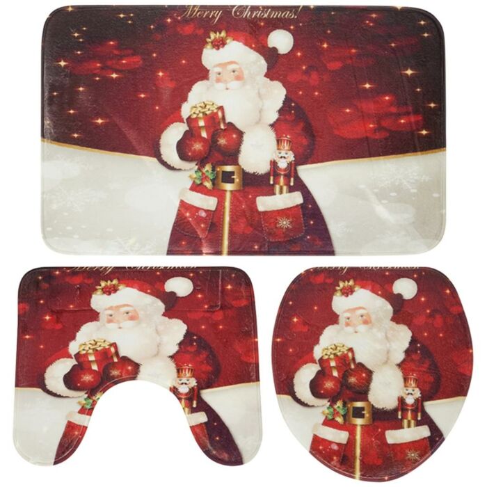 Toilettengarnitur Weihnachten 3-teilig rot weiß Toilettengarnitur Weihnachten 3-teilig rot weiß