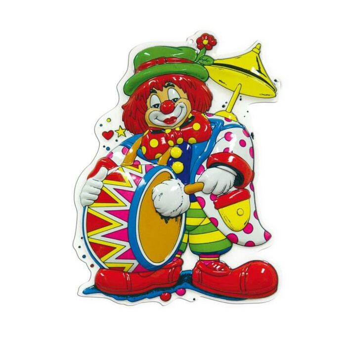 Wand-Deko Clown mit Trommel 60 cm