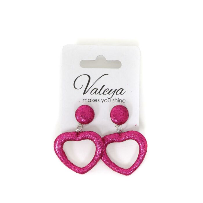 Ohrring Glitzer Herz Pink