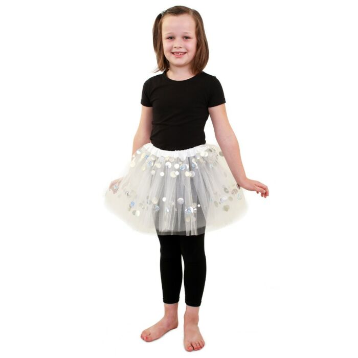 Tüllrock weiß mit Punkten Mädchen Tüllrock weiß mit Punkten Mädchen