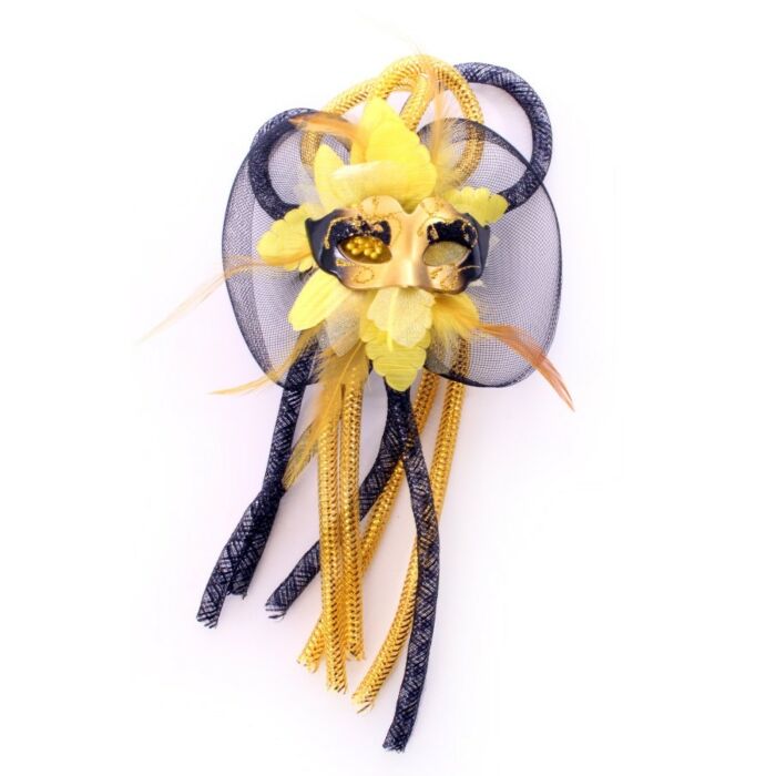 Brosche Blume und Augenmaske gelb Brosche Blume und Augenmaske gelb