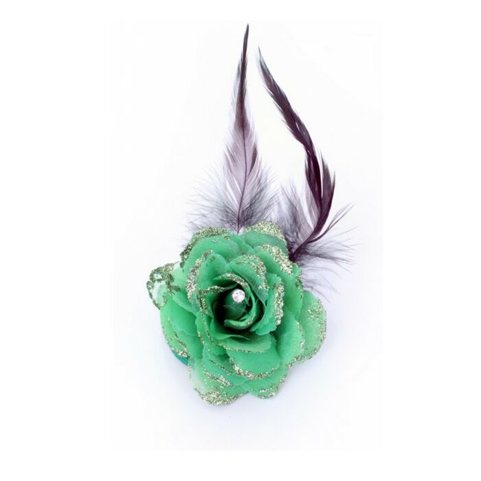 Blume auf Nadel mit grünem Gummiband Blume auf Nadel mit grünem Gummiband