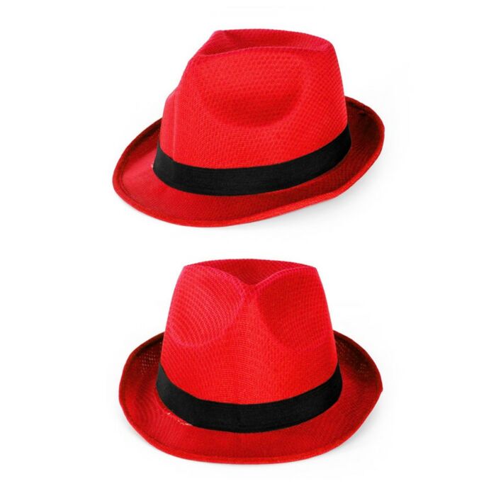 Roter Fedorahut mit schwarzem Band