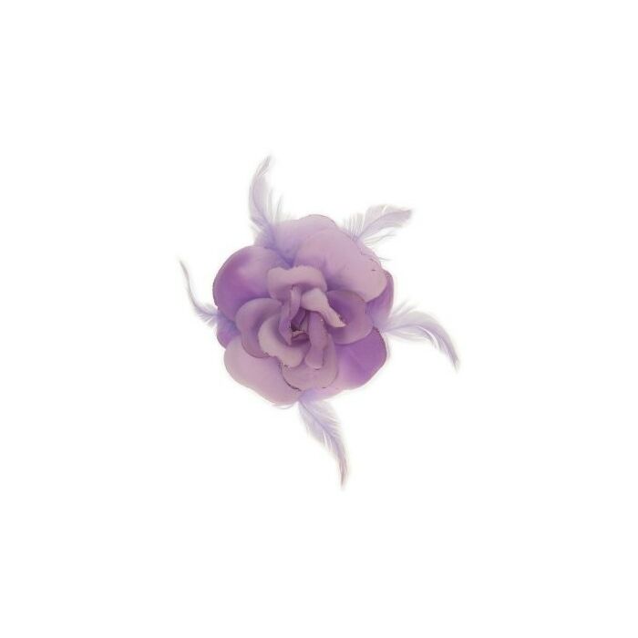 Blume auf Nadel mit glitzerndem fliederfarbenem Gummiband