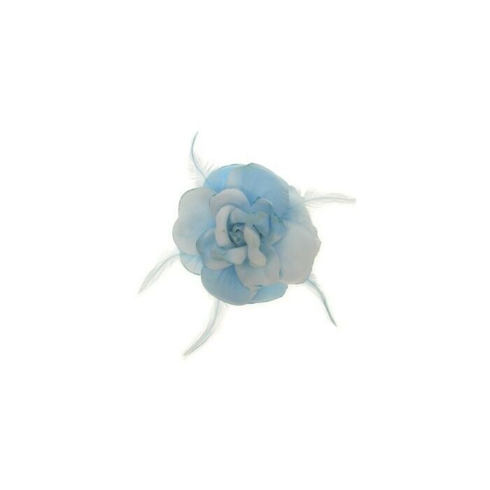 Blume auf Nadel mit hellblauem Gummiband