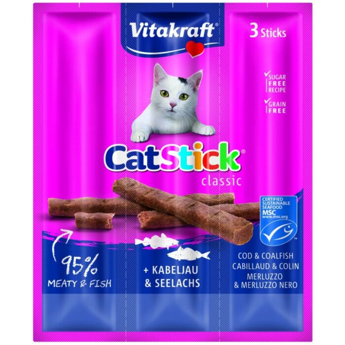 Katzensnack stick mini Kabeljau & Thunfisch