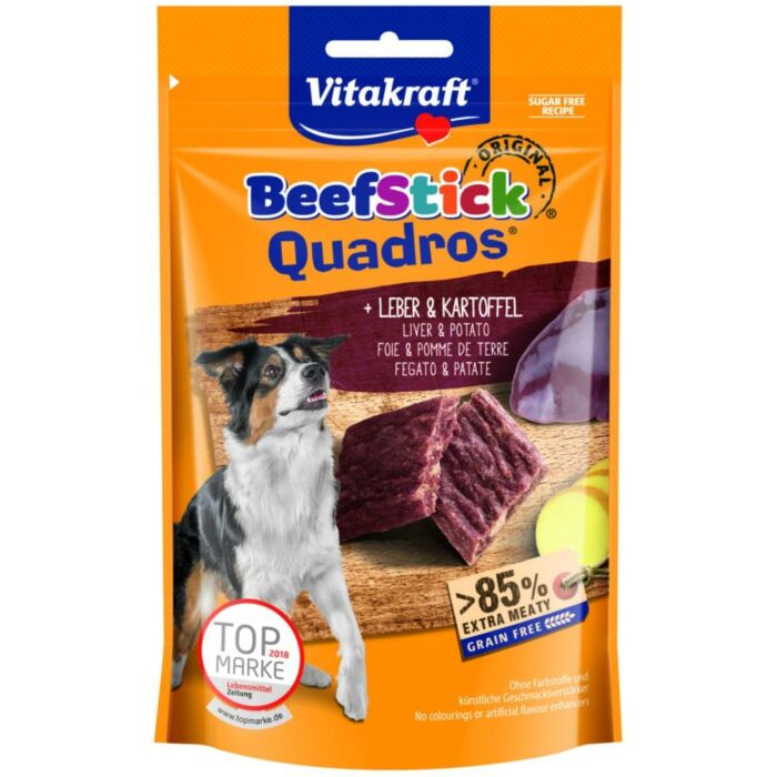 Hundesnack Beef-stick quadros Leber und Kartoffeln  Hundesnack Beef-stick quadros Leber und Kartoffeln