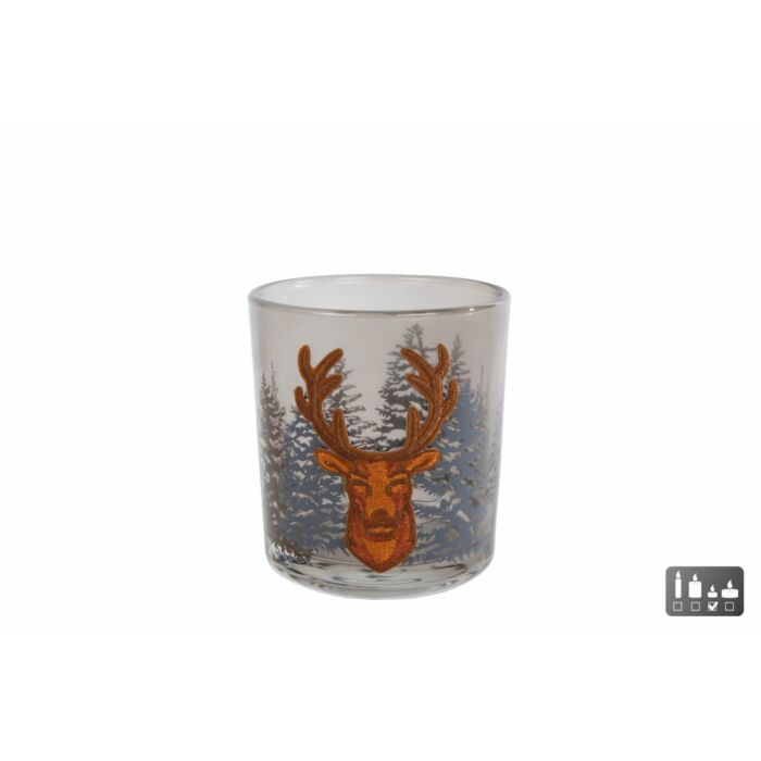 Teelichthalter Rentier Glas Ø 7 cm Teelichthalter Rentier Glas Ø 7 cm