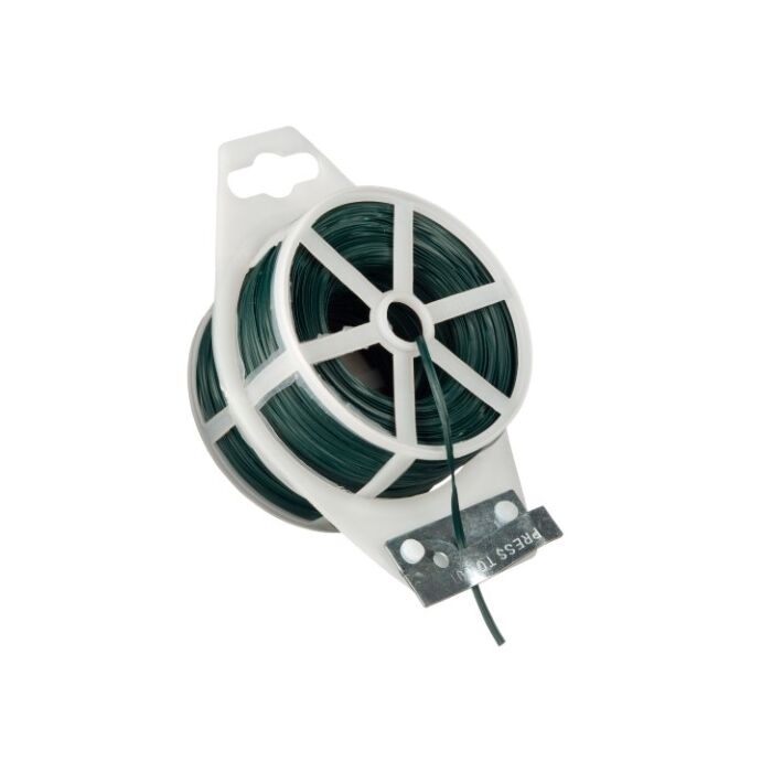 Bindeband grün mit Metallkern plastifiziert 50m