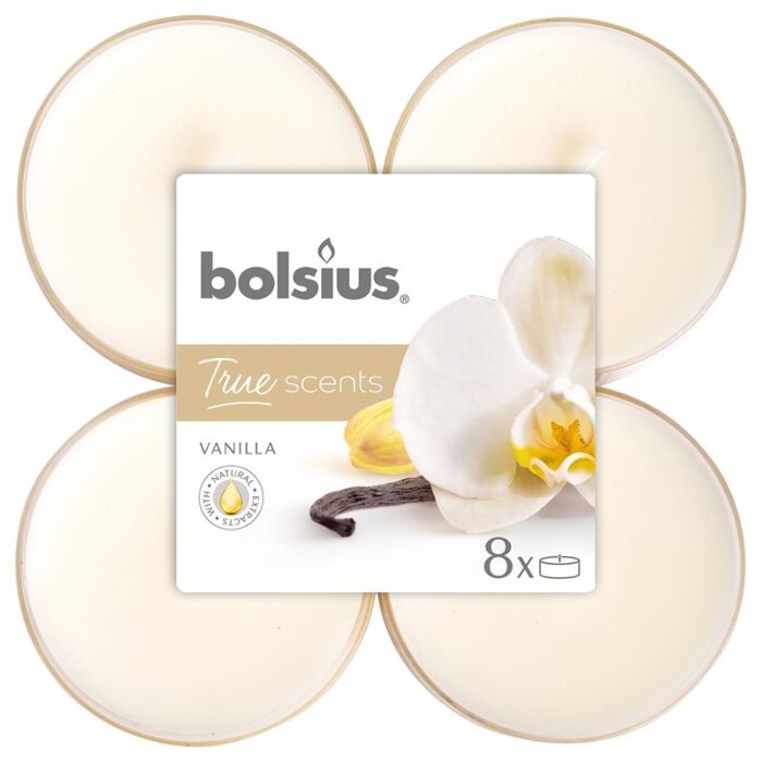 Maxi-Teelichter Vanilla – 8 Stück – Bolsius Maxi-Teelichter Vanilla – 8 Stück – Bolsius