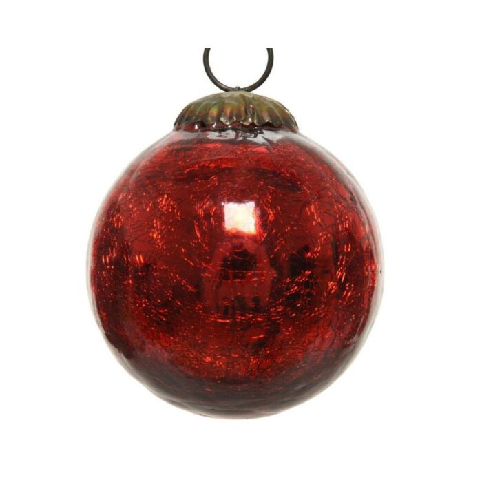 Weihnachtskugel Glas Craquelé rot Ø 7,5 cm - Decoris