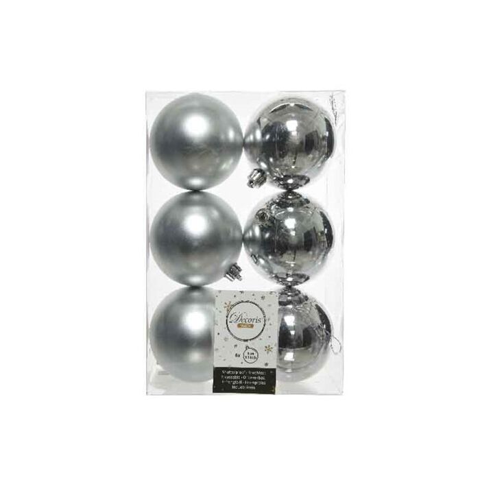 Weihnachtskugeln Plastik  Silber 8cm
