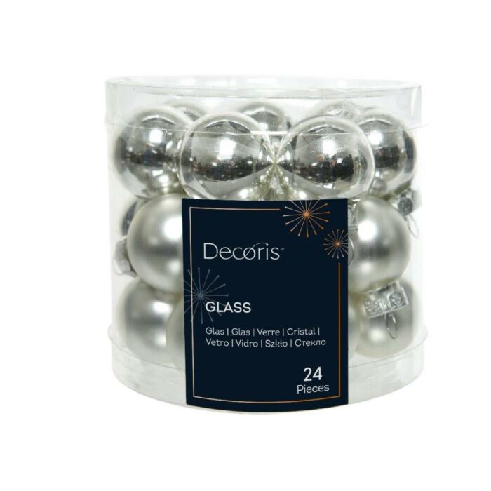 Weihnachtskugel aus Glas Emaille silber Ø 2,5 cm 24er Set - Decoris Weihnachtskugel aus Glas Emaille silber Ø 2,5 cm 24er Set - Decoris