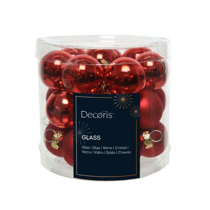 Weihnachtskugel aus Glas Emaille weihnachtlich rot Ø 2,5 cm 24er Set - Decoris