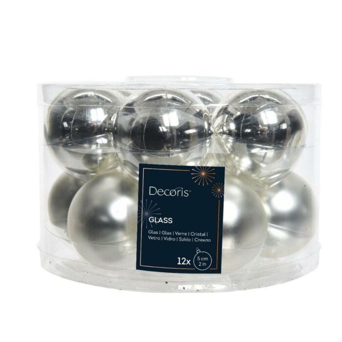 Weihnachtskugeln Glas mix Silber Ø 5 cm Satz von 12 - Decoris Weihnachtskugeln Glas mix Silber Ø 5 cm Satz von 12 - Decoris