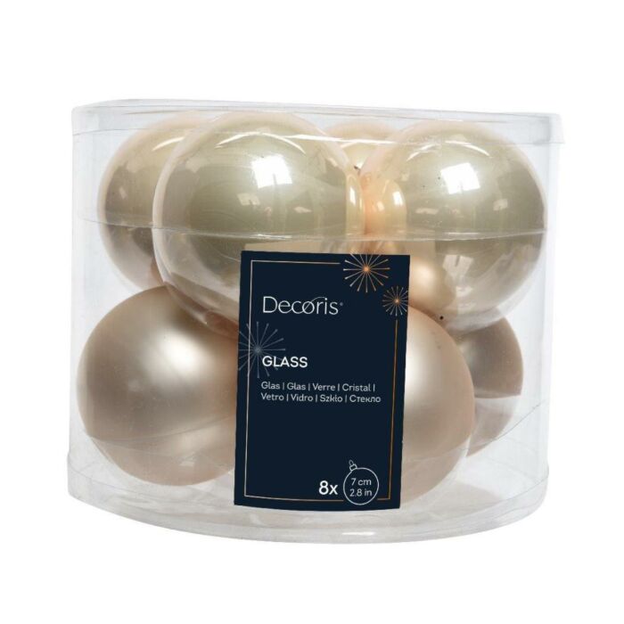 Weihnachtskugel aus Glas Emaille Perle Ø 7 cm 8er Set - Decoris Weihnachtskugel aus Glas Emaille Perle Ø 7 cm 8er Set - Decoris
