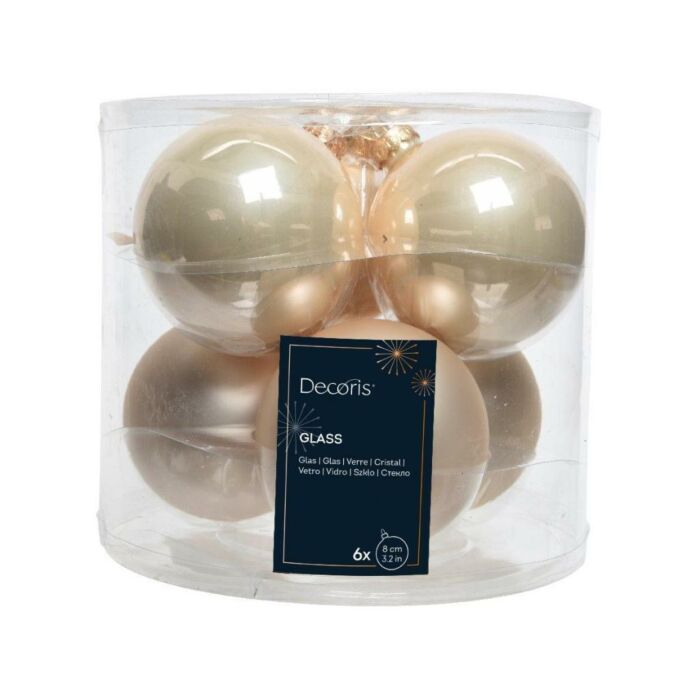 Weihnachtskugel Glas Emaille Perle Ø 8 cm 6er Set - Decoris