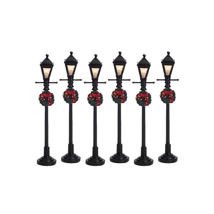 LEMAX GAS LANTERN STREET LAMP, SATZ VON 6, B/O (4.5V)