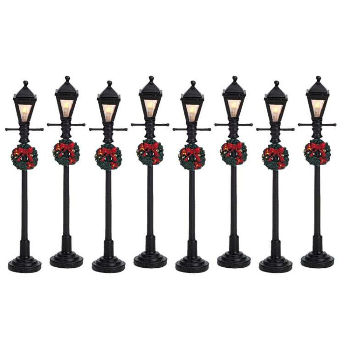 LEMAX GAS LANTERN STREET LAMP, SATZ VON 8, B/O (4.5V)