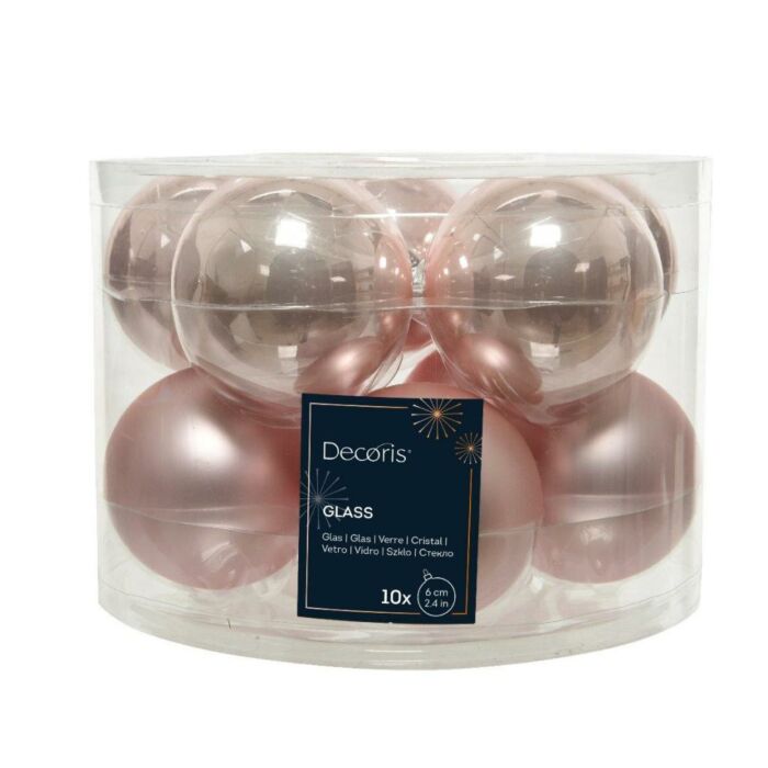 Weihnachtskugel aus Glas Emaille puderrosa Ø 6 cm 10er Set - Decoris