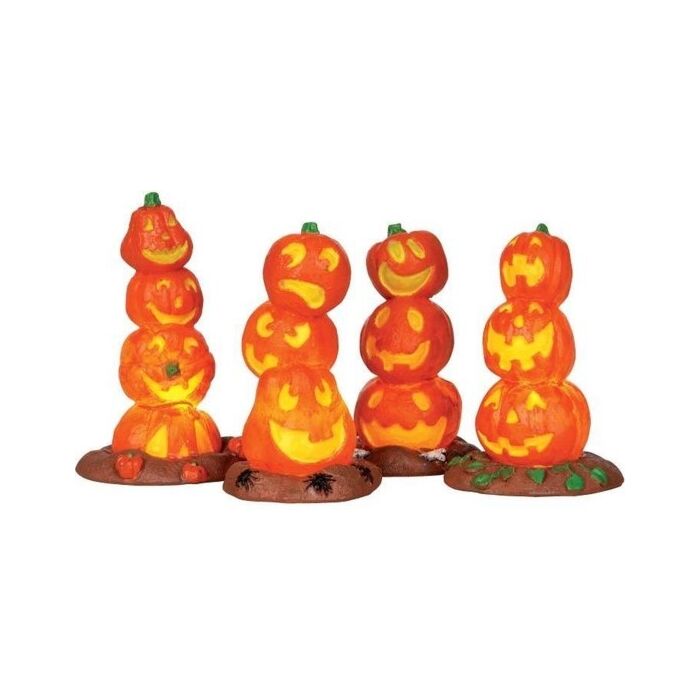 LEMAX LIGHT UP PUMPKIN STACK, SATZ VON 4, B/O (4.5V)