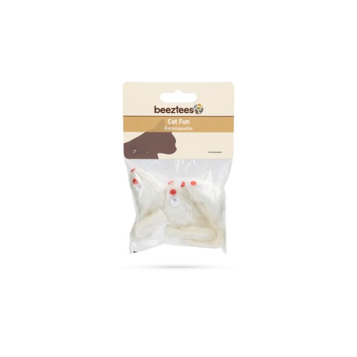 Plüschmäuschen weiß 3 Stück L5 cm – Beeztees