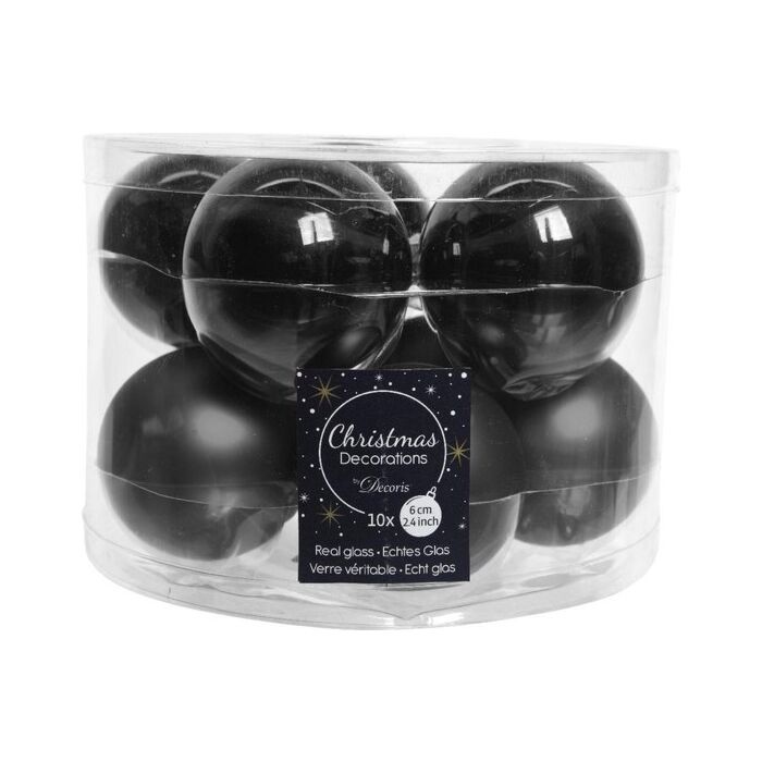 Weihnachtskugel Glas d6cm schwarz 10St.