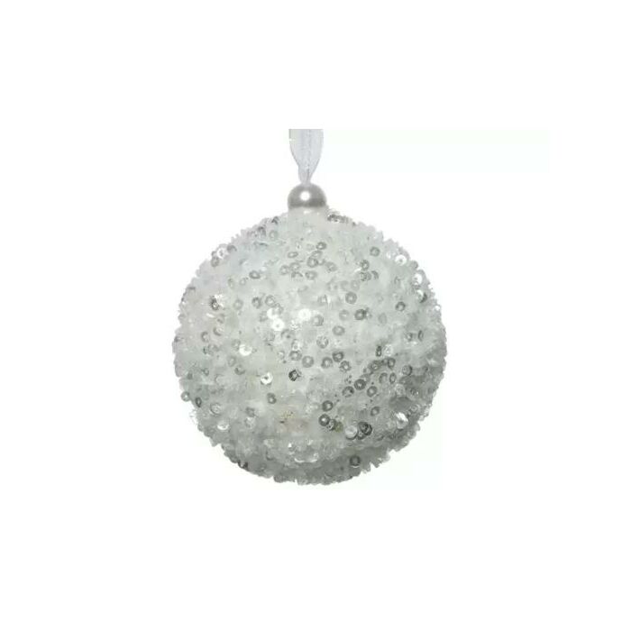 Weihnachtskugel foam pailletten weiß Ø 8 cm Weihnachtskugel foam pailletten weiß Ø 8 cm