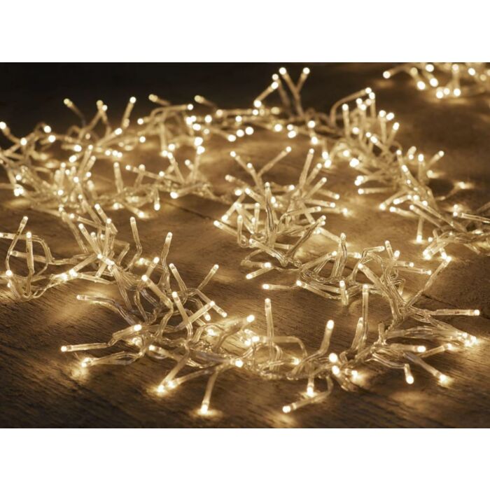CLUSTER LIGHTS 384L/2.4M LED WARMWEISS - 4M TRAININGSKABEL TRANSPARENT - BI-BUI / IP44 TRAFO ON / 8/ CLUSTER LIGHTS 384L/2.4M LED WARMWEISS - 4M TRAININGSKABEL TRANSPARENT - BI-BUI / IP44 TRAFO ON / 8/
