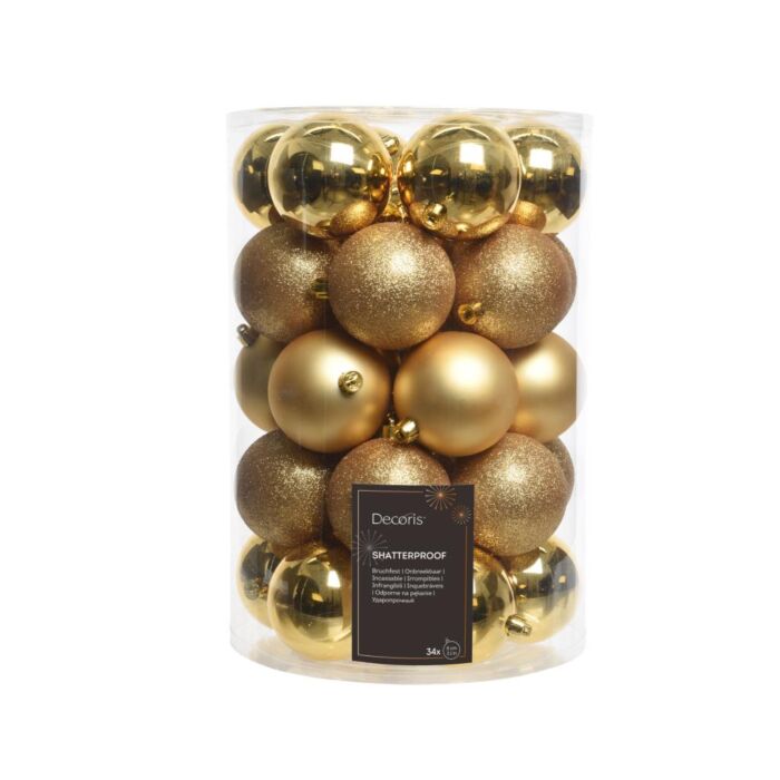 Weihnachtskugeln Shiny-Matt-Glitter Ø8 cm Light Gold, 34er-Set Weihnachtskugeln Shiny-Matt-Glitter Ø8 cm Light Gold, 34er-Set