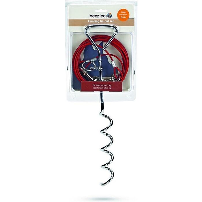 Beeztees Camping-Anlegeset+Leine 6m rot