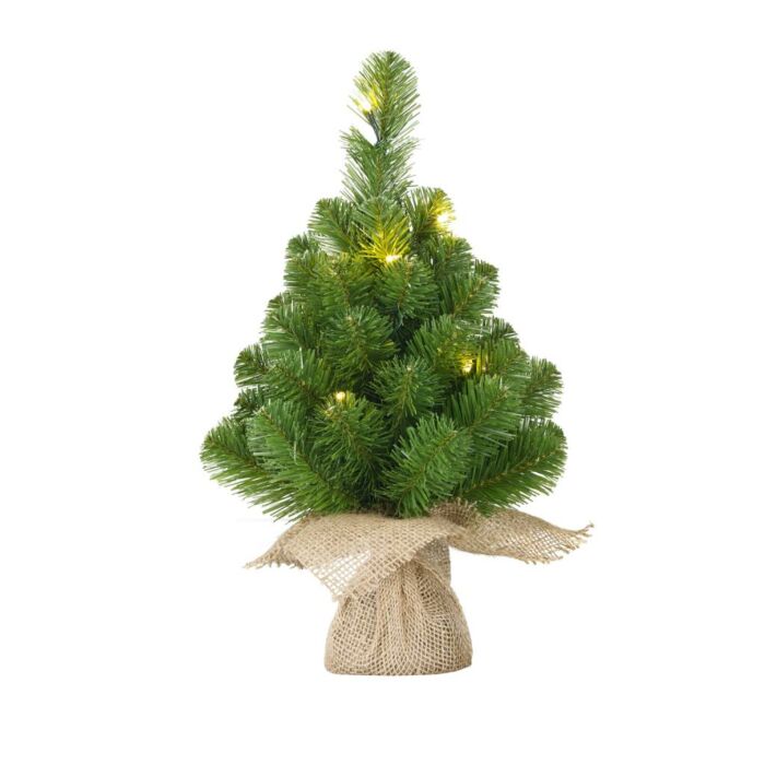 Weihnachtsbaum Norton 15 LED mit Sackleinen grün 60 cm - Black Box Weihnachtsbaum Norton 15 LED mit Sackleinen grün 60 cm - Black Box