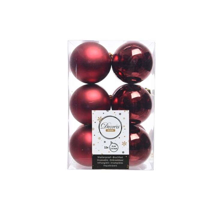 Weihnachtskugeln Plastik Ochsenblutrot 6cm Weihnachtskugeln Plastik Ochsenblutrot 6cm