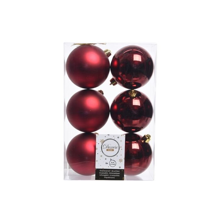 Weihnachtskugeln Plastik  Ochsenblutrot 8cm