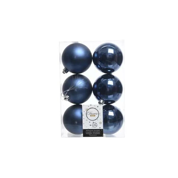 Weihnachtskugeln blau Plastik Ø 8 cm Satz von 6 Weihnachtskugeln blau Plastik Ø 8 cm Satz von 6