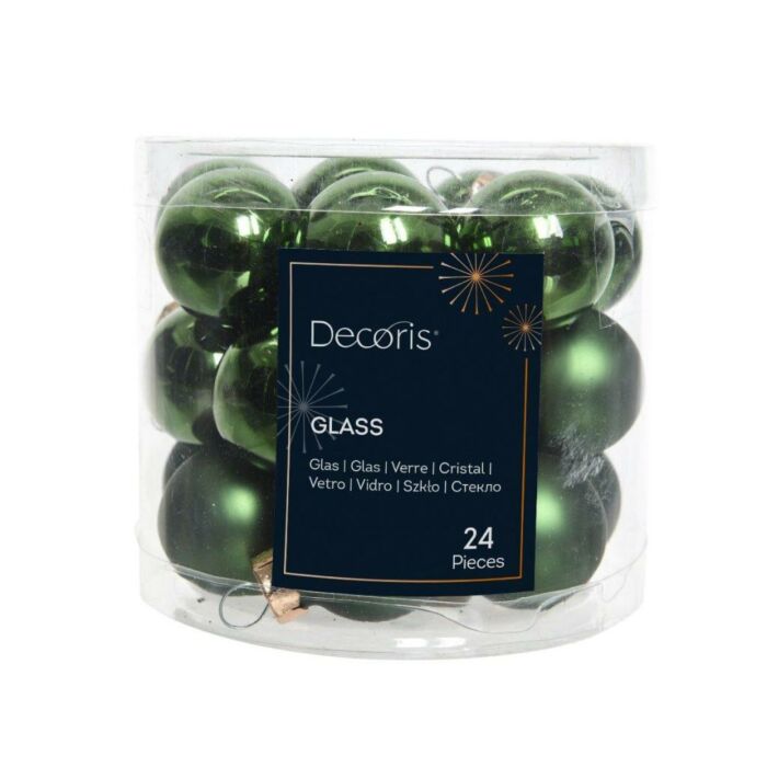Weihnachtskugel aus Glas Emaille tannengrün Ø 2,5 cm 24er Set - Decoris Weihnachtskugel aus Glas Emaille tannengrün Ø 2,5 cm 24er Set - Decoris