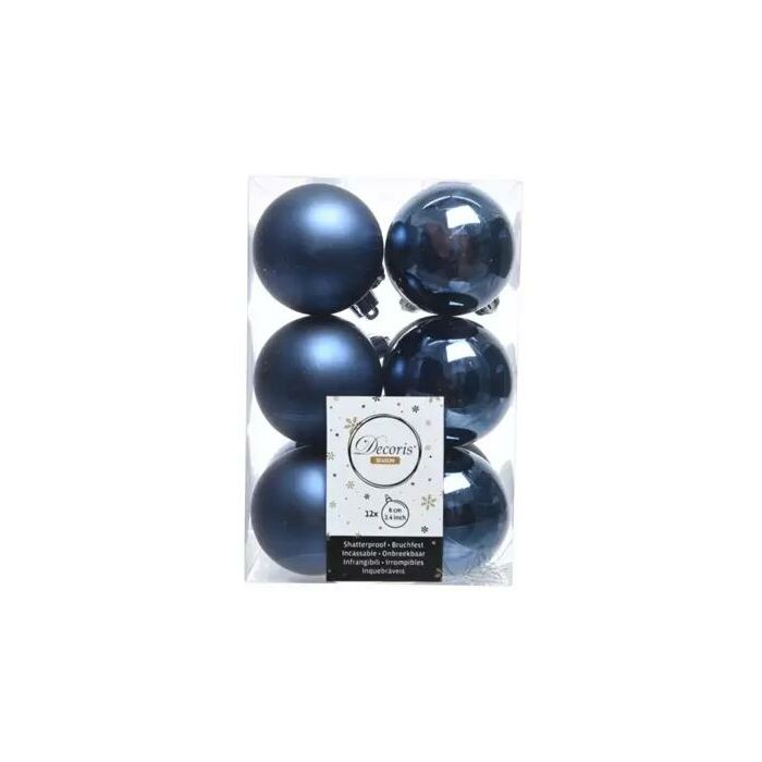 Weihnachtskugeln blau Plastik Ø 6 cm Satz von 12 Weihnachtskugeln blau Plastik Ø 6 cm Satz von 12