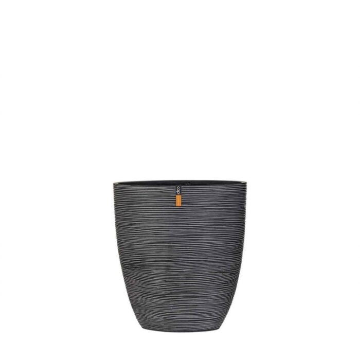Planter oval rib schwarz 33 cm