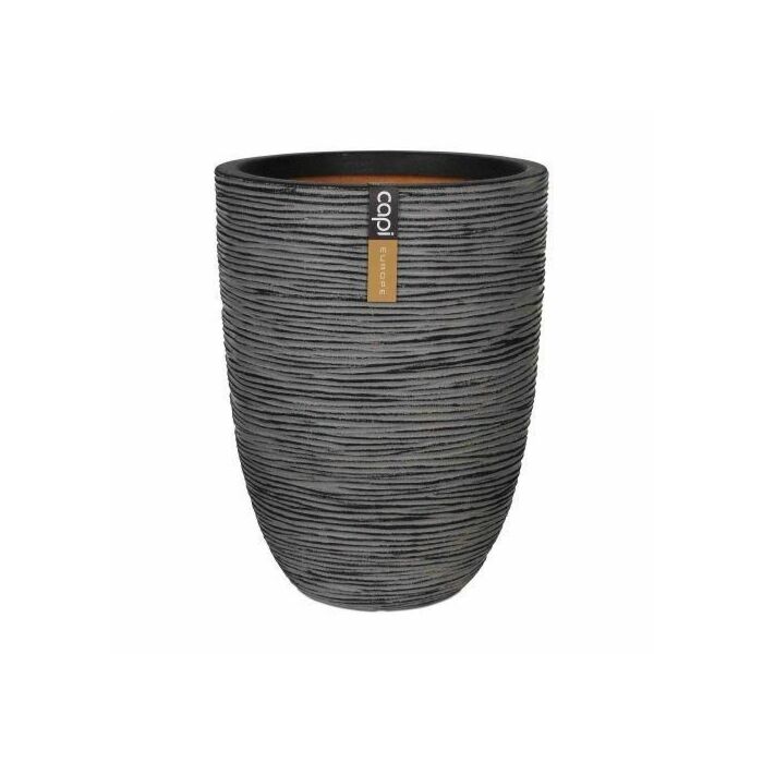 Vase elegant tief rib anthrazit Ø 36 cm